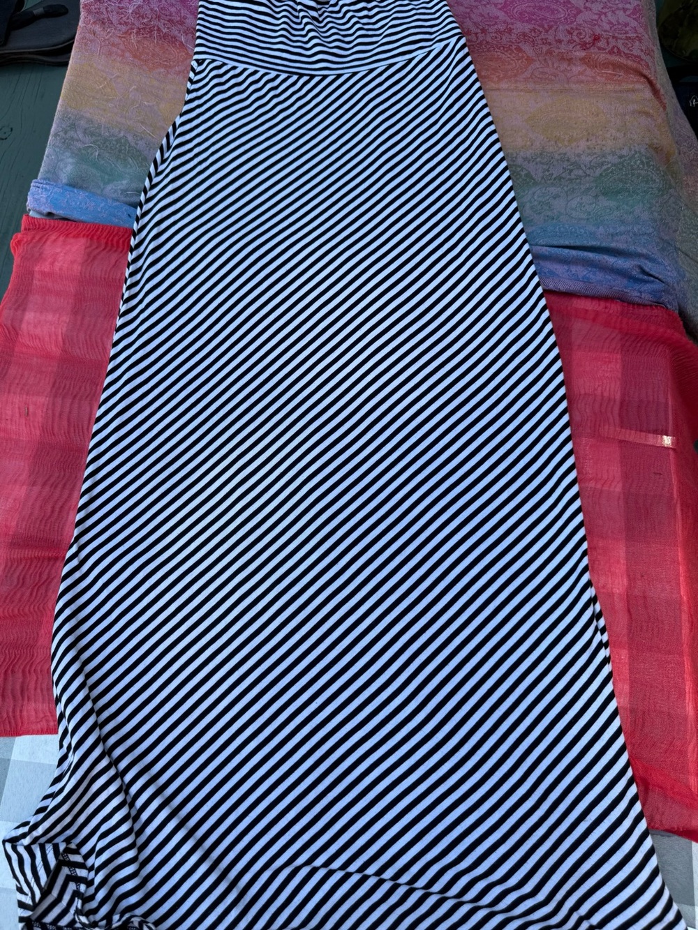 Black & White Diagonal Stripe Maxi Skirt